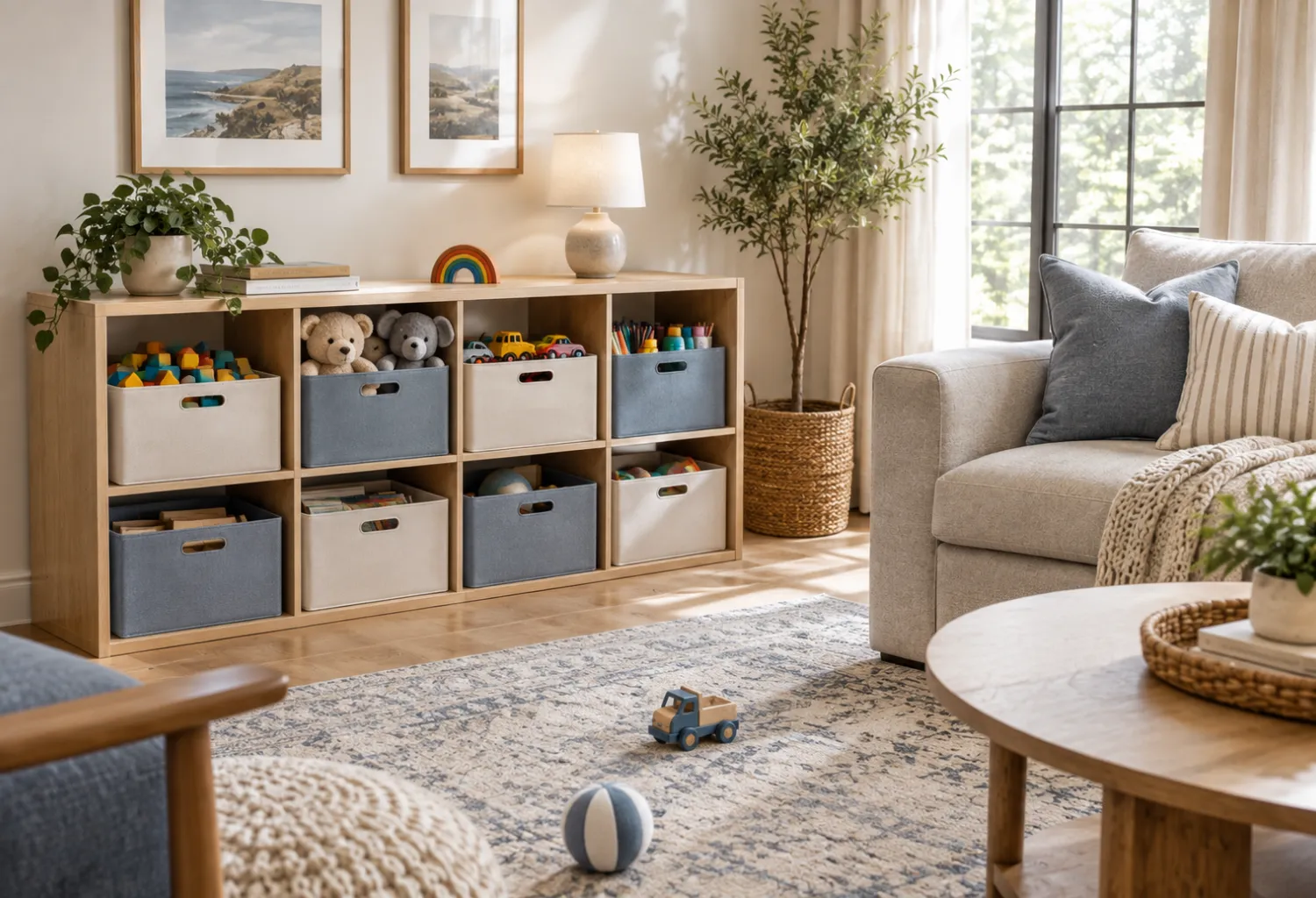 Toy Storage With Labeled Bins