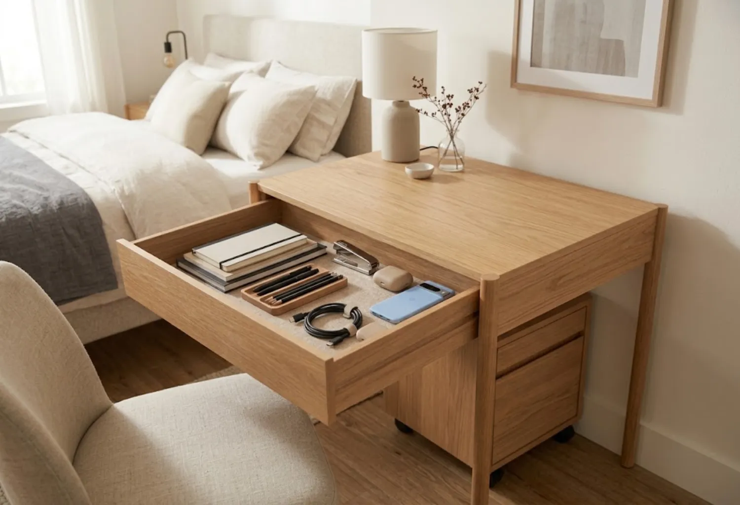 Under-Desk Storage for Small Bedrooms