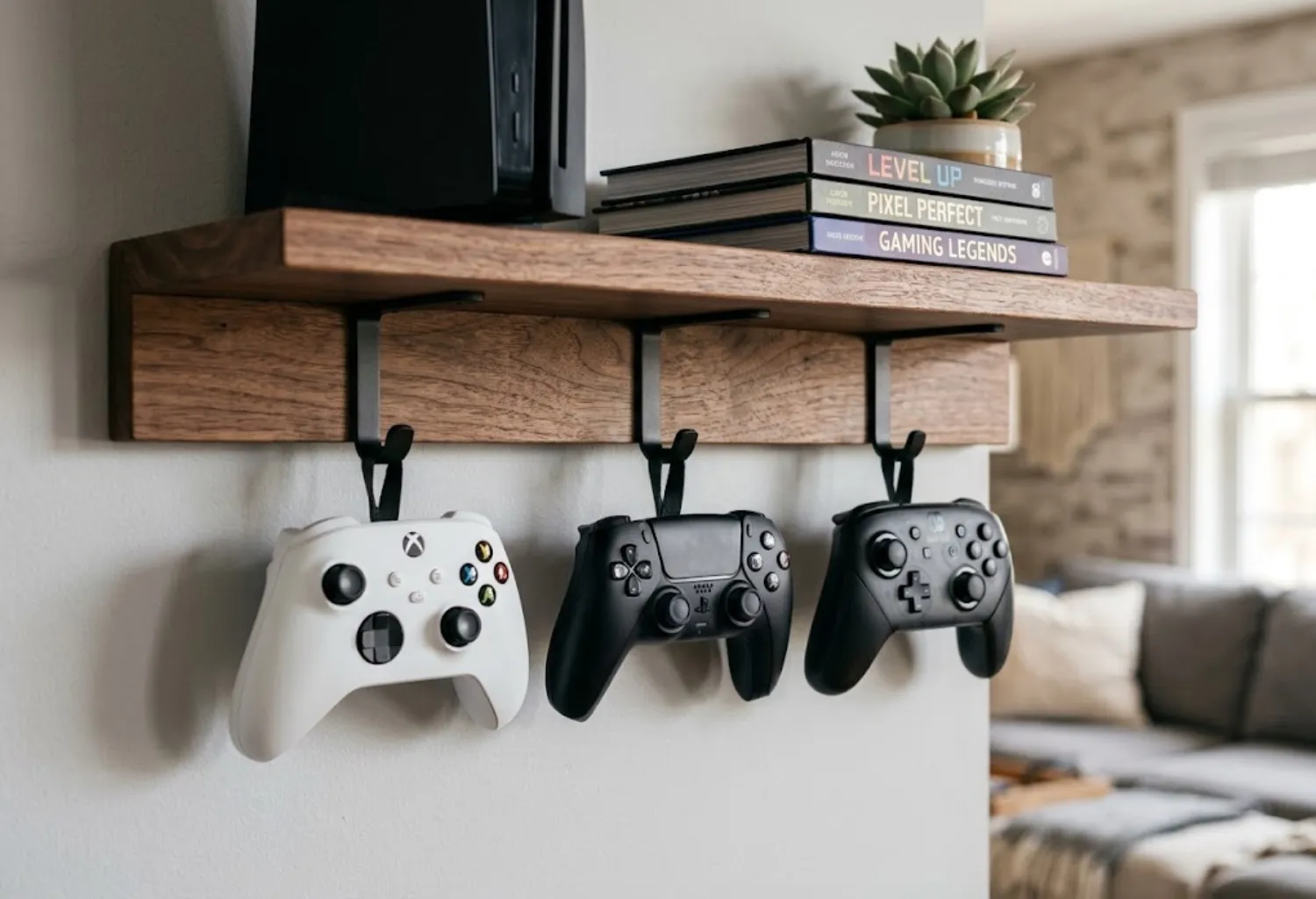 Under-Shelf Controller Hooks