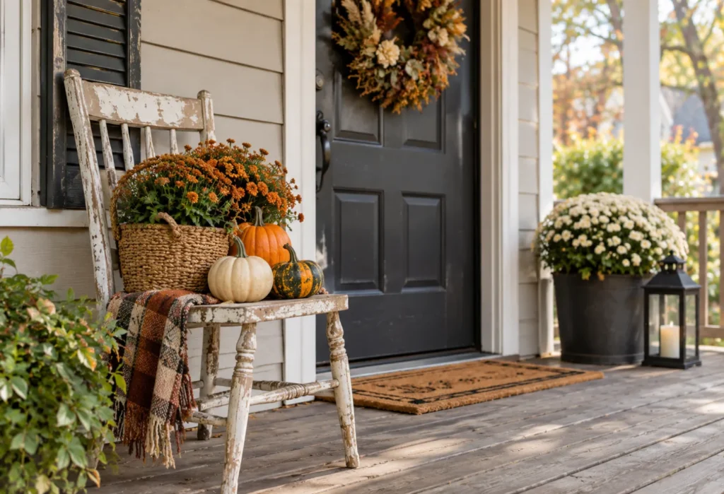 Vintage Chair With Pumpkins