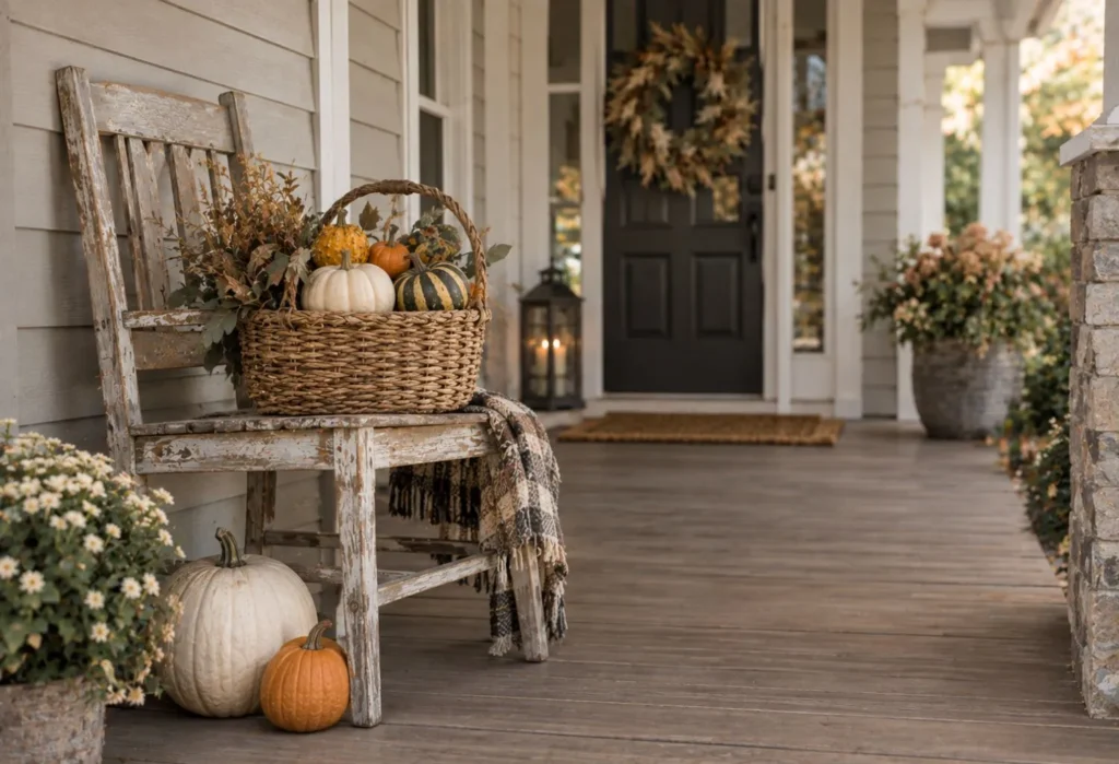 Vintage Chair With Pumpkins