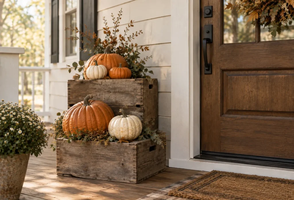 Vintage Crate Pumpkin Stack