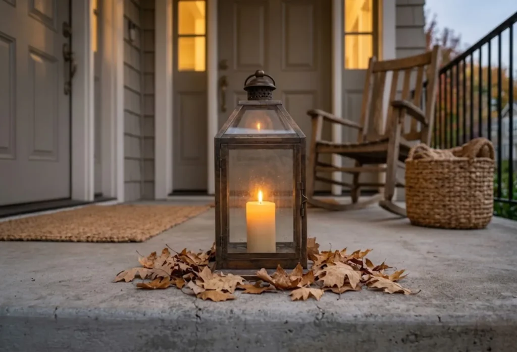 Vintage-Style Lantern With Dried Leaves