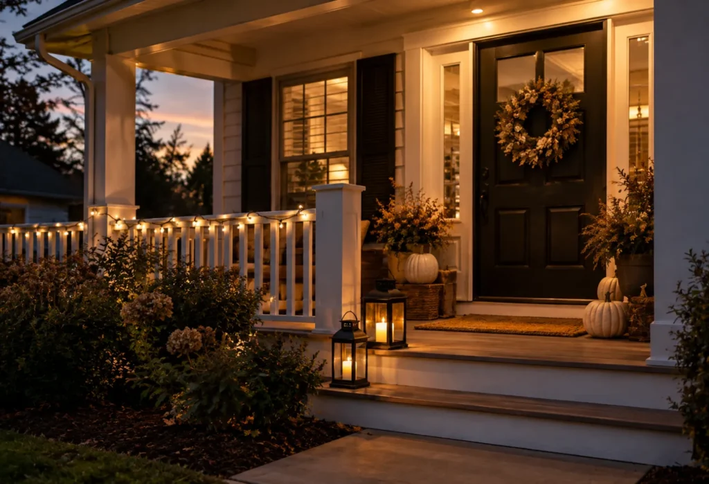 Warm Fall Porch Lighting