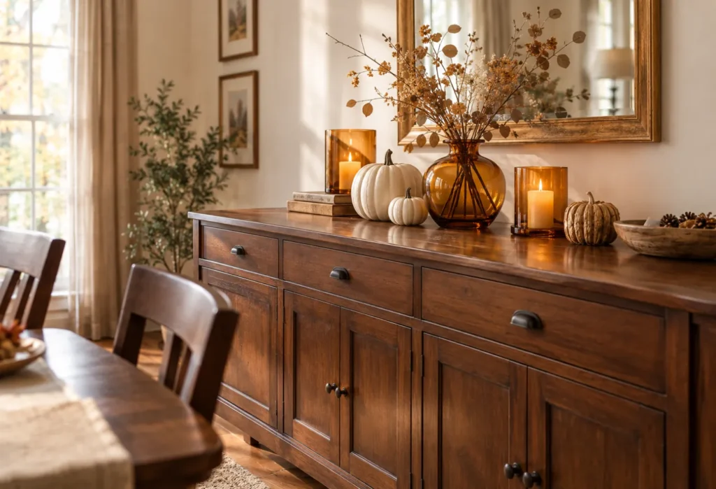 Warm Wood and Amber Glass