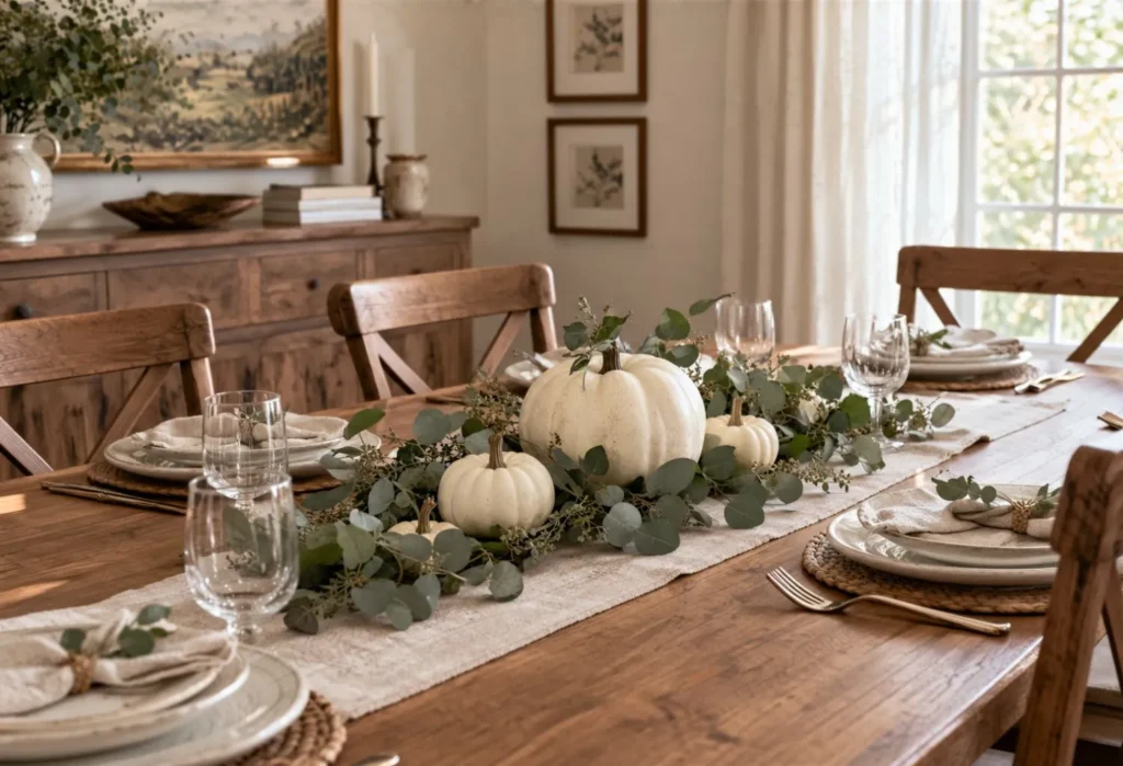 White Pumpkin and Eucalyptus Centerpiece