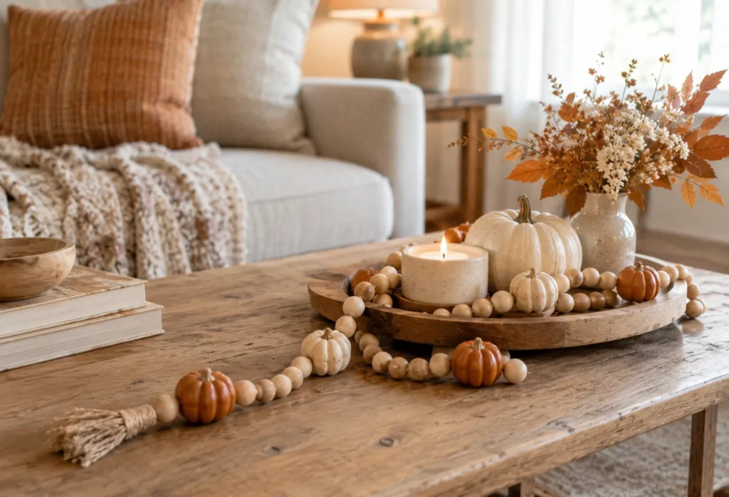 Wood Bead Pumpkin Garland