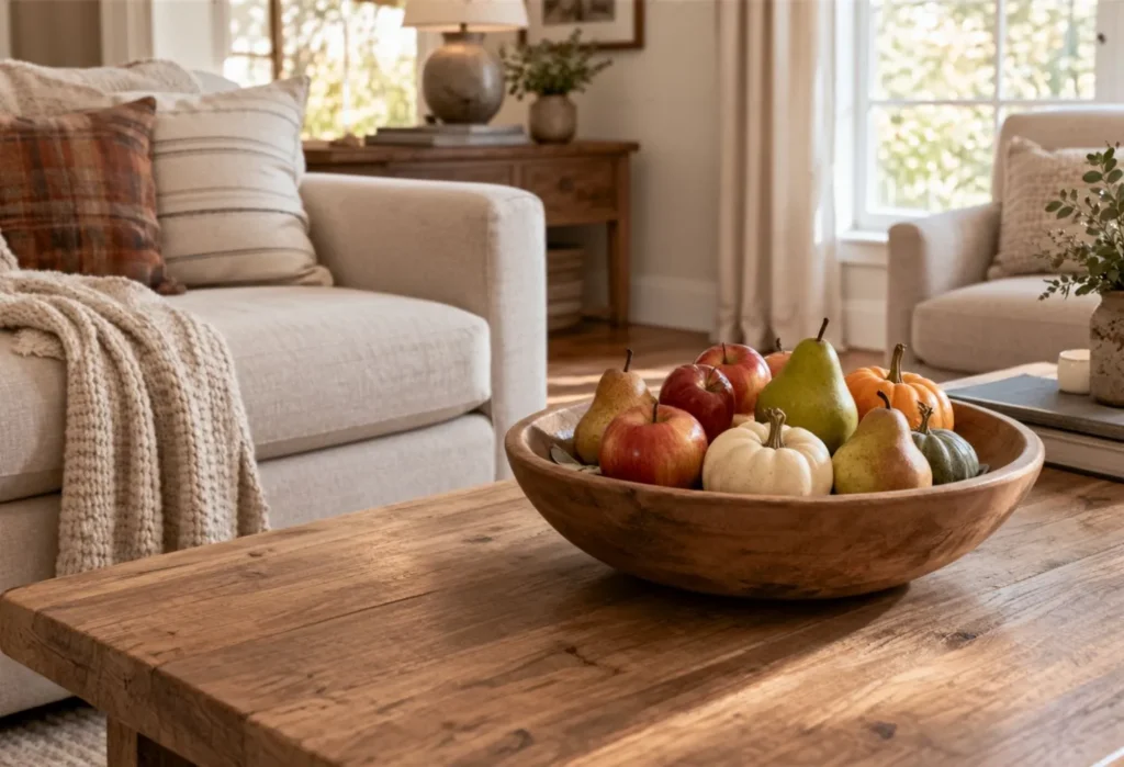 Wooden Bowl With Seasonal Fruit