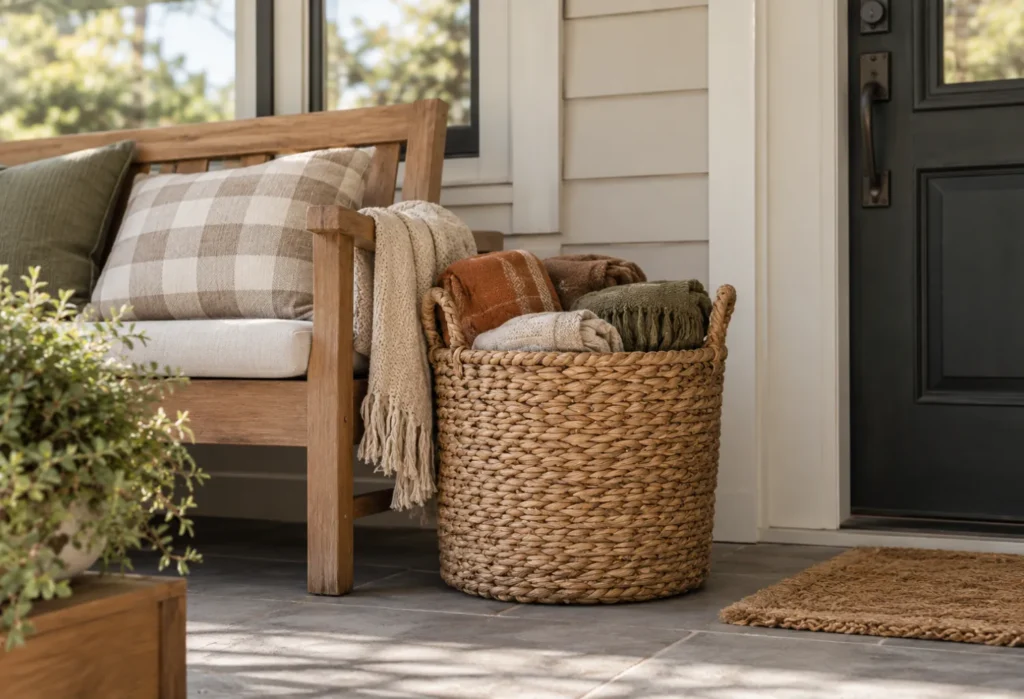 Woven Basket of Blankets