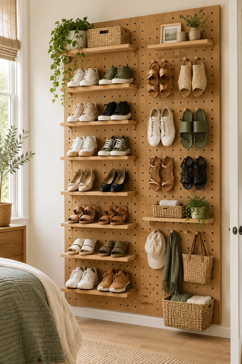 Bedroom Shoe Pegboard