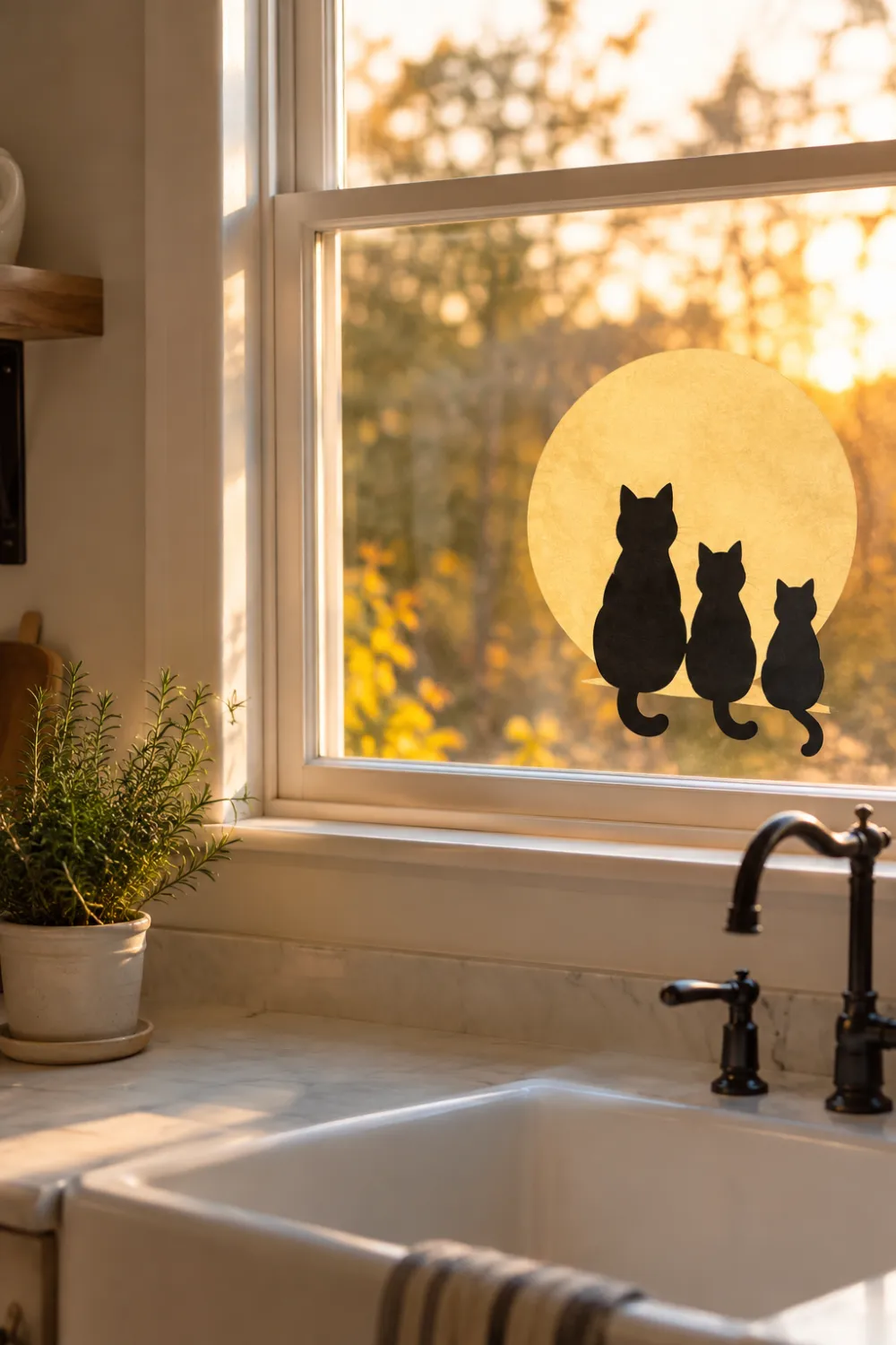 Black Cat Window Silhouettes