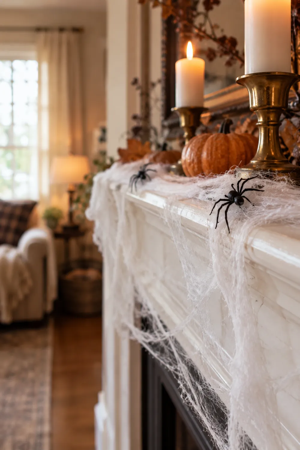 Cotton Spiderweb Mantel
