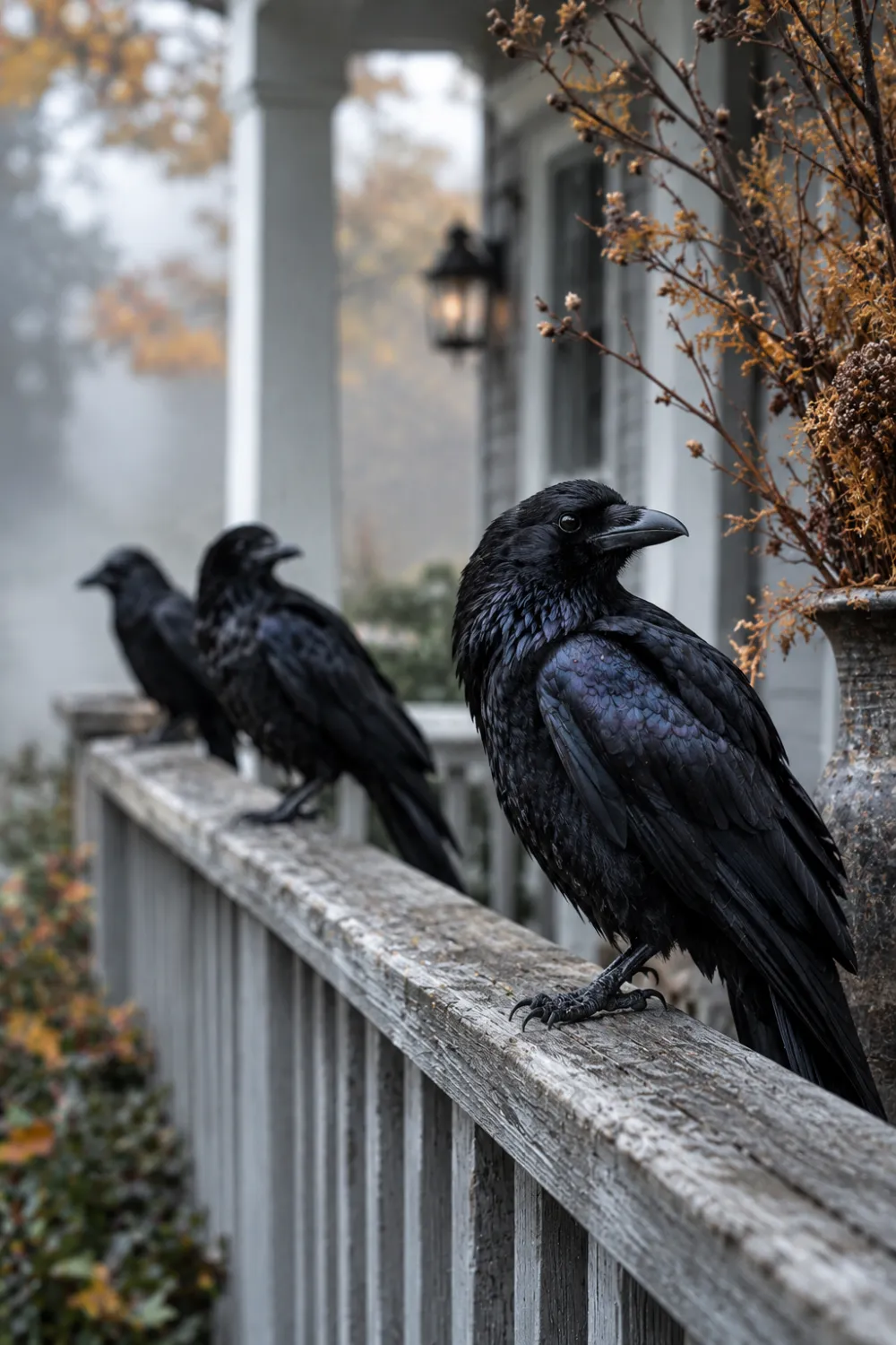 Crows on the Railing