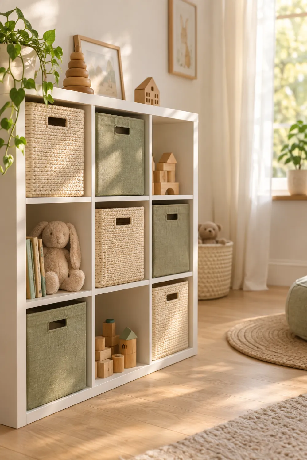 Cube Shelf with Fabric Bins