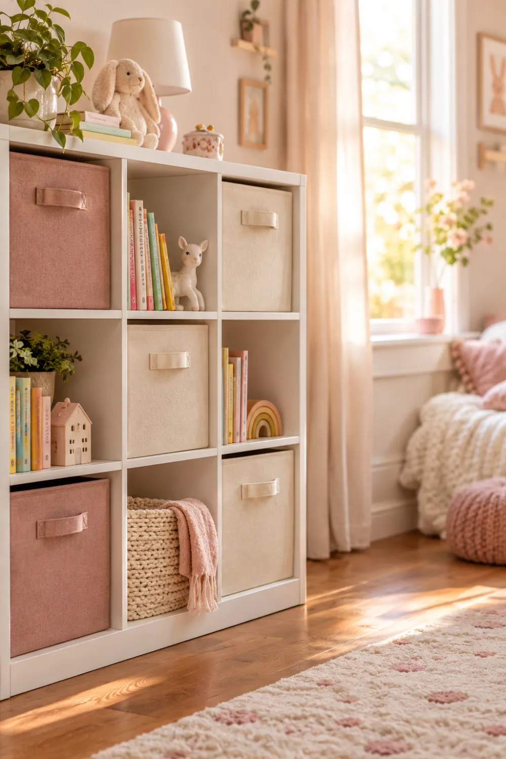 Cube Shelf with Fabric Bins