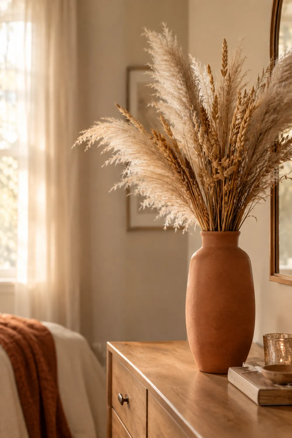Dried Pampas and Wheat Stems