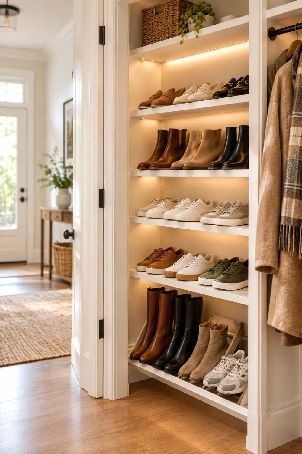 Entry Closet Shoe Shelves