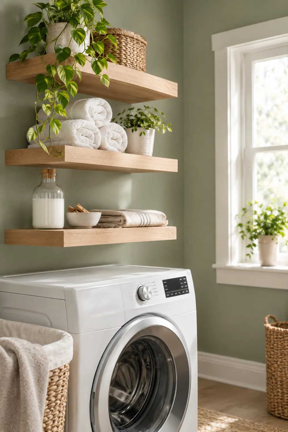 Floating Shelves Above the Washer
