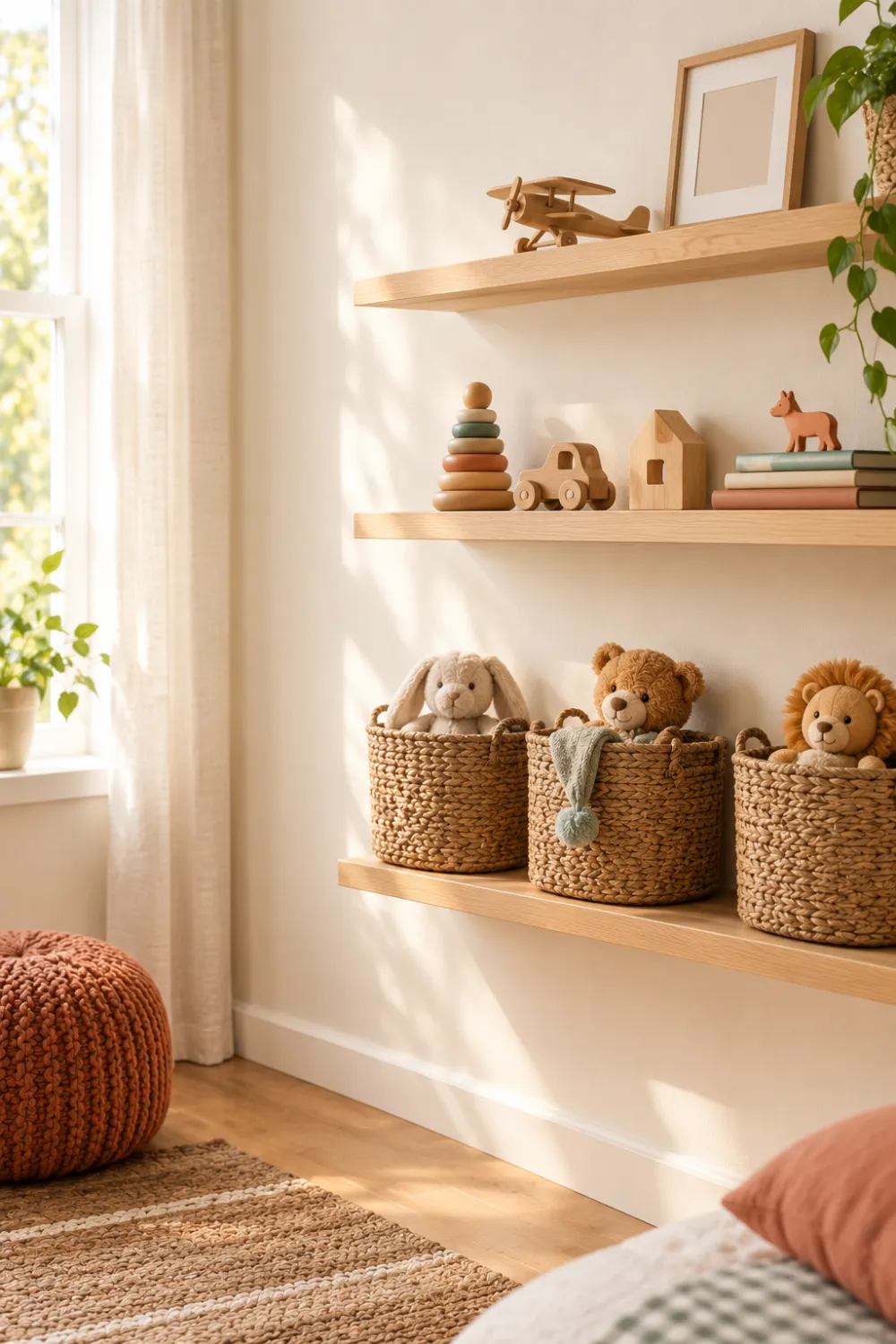 Floating Shelves With Baskets