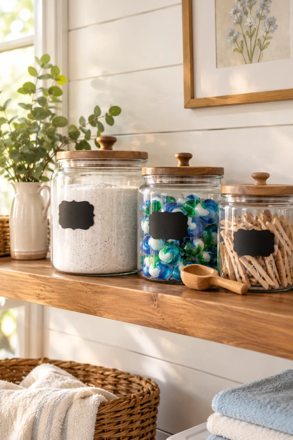 Glass Jar Detergent Shelf