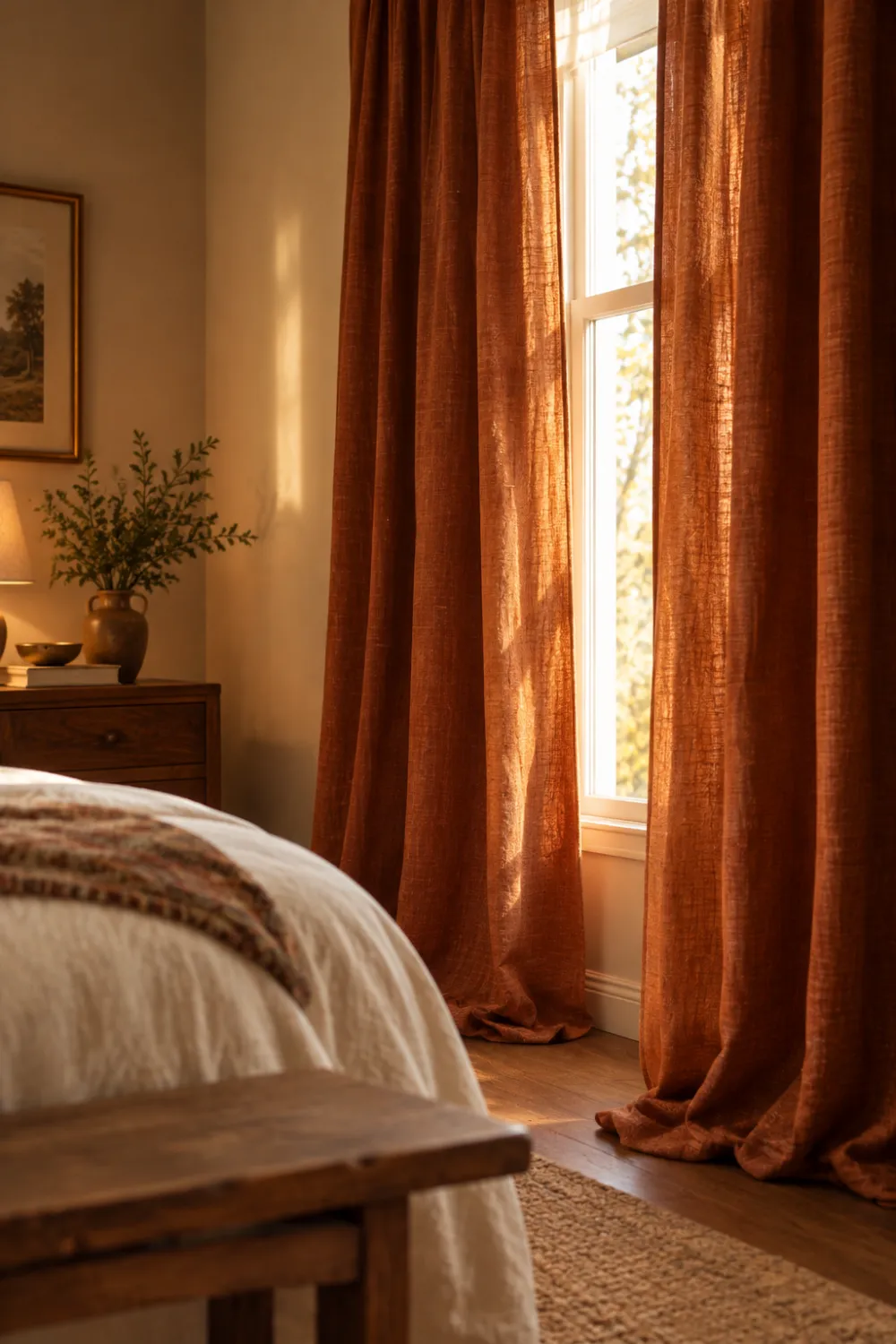 Heavy Earth-Tone Curtains
