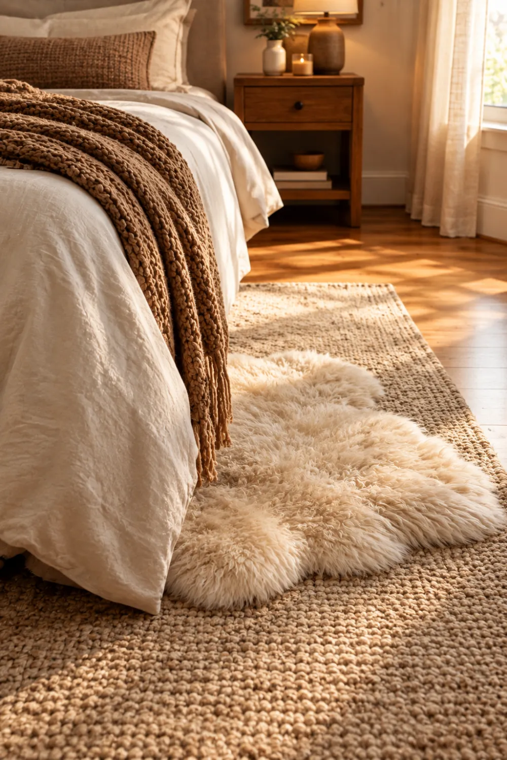 Layered Rug Under the Bed