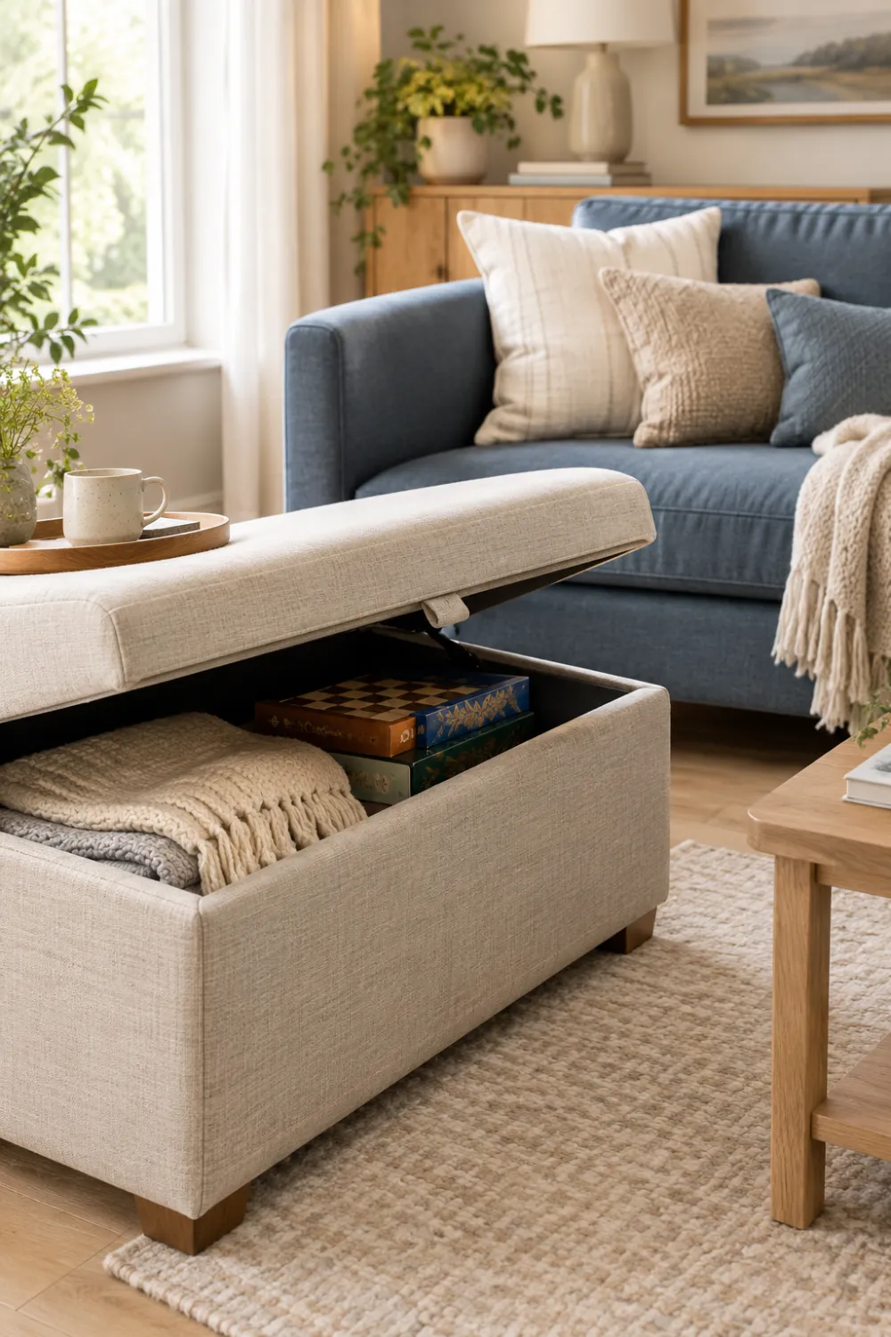 Lidded Storage Ottoman
