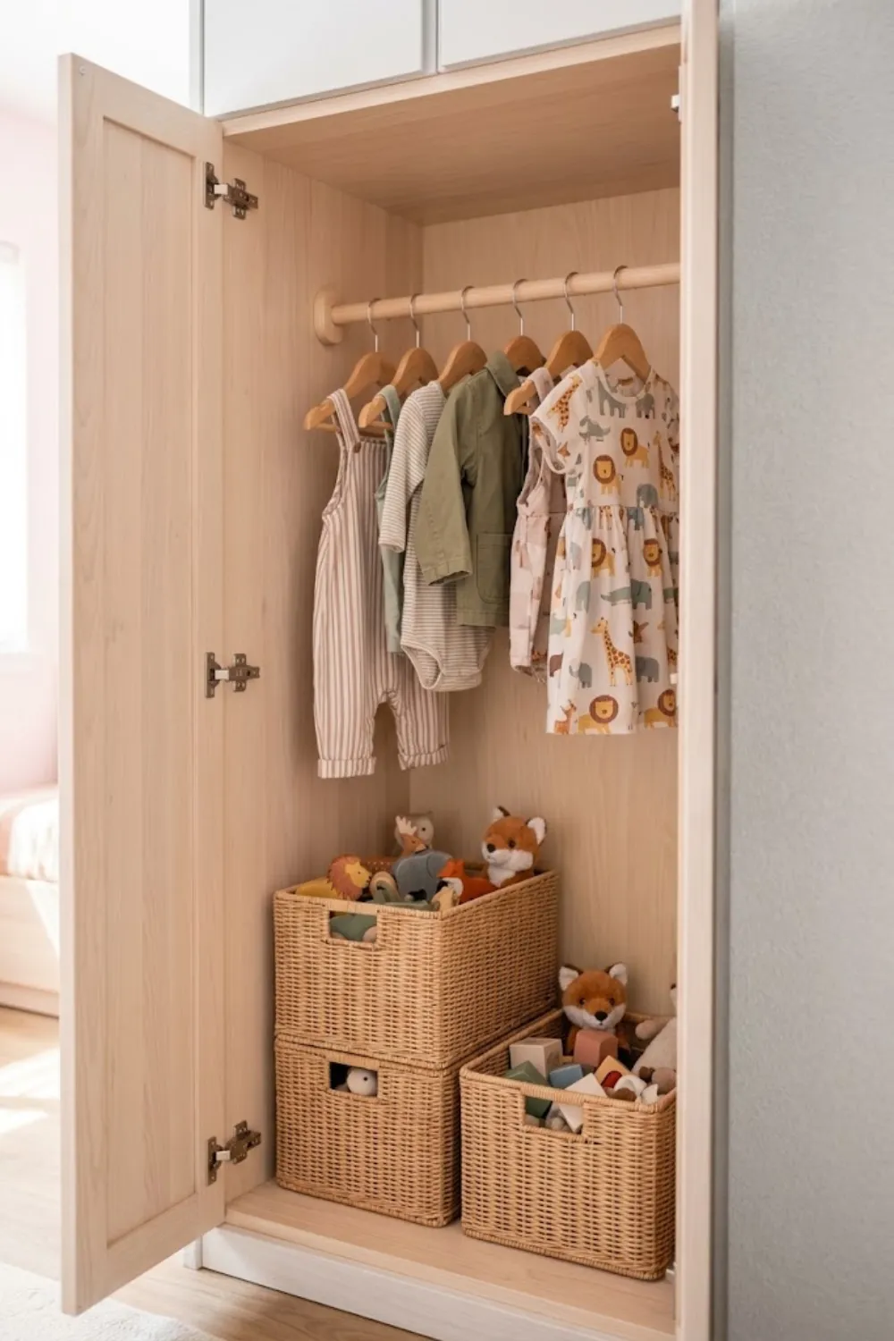 Low Closet Rod and Bin Setup