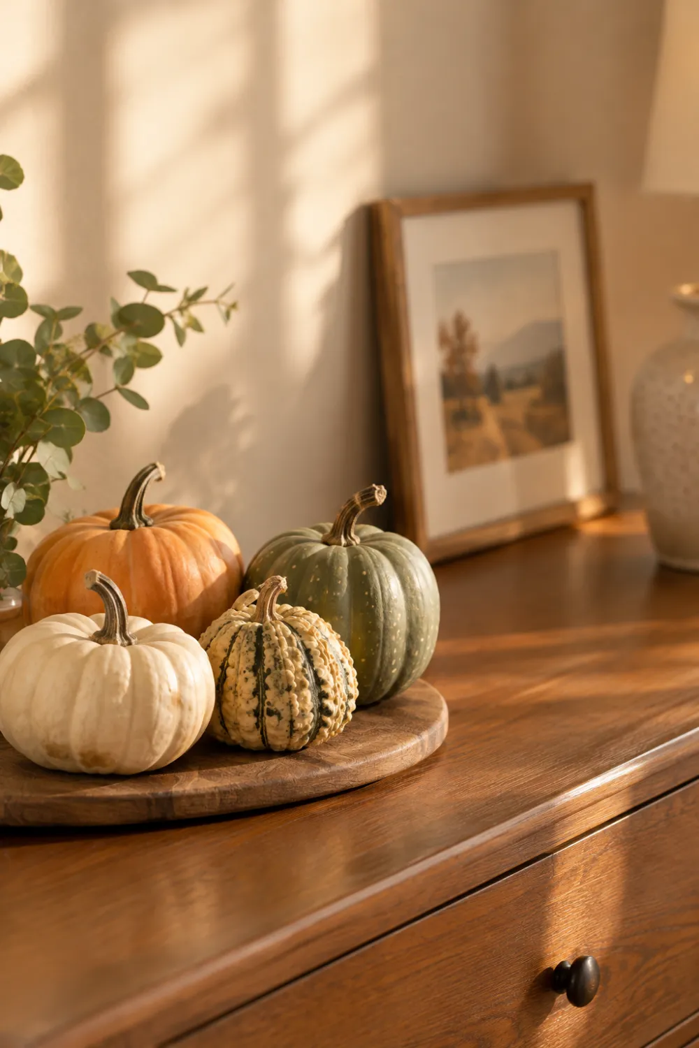 Mini Pumpkins on the Dresser