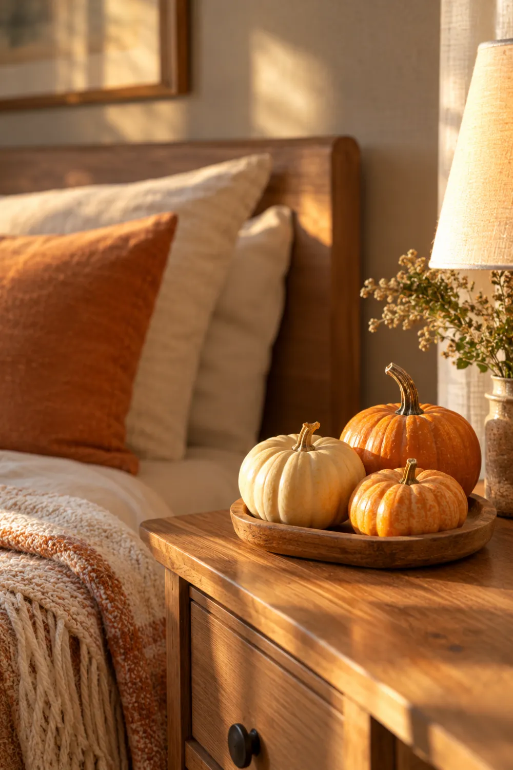Mini Pumpkins on the Nightstand