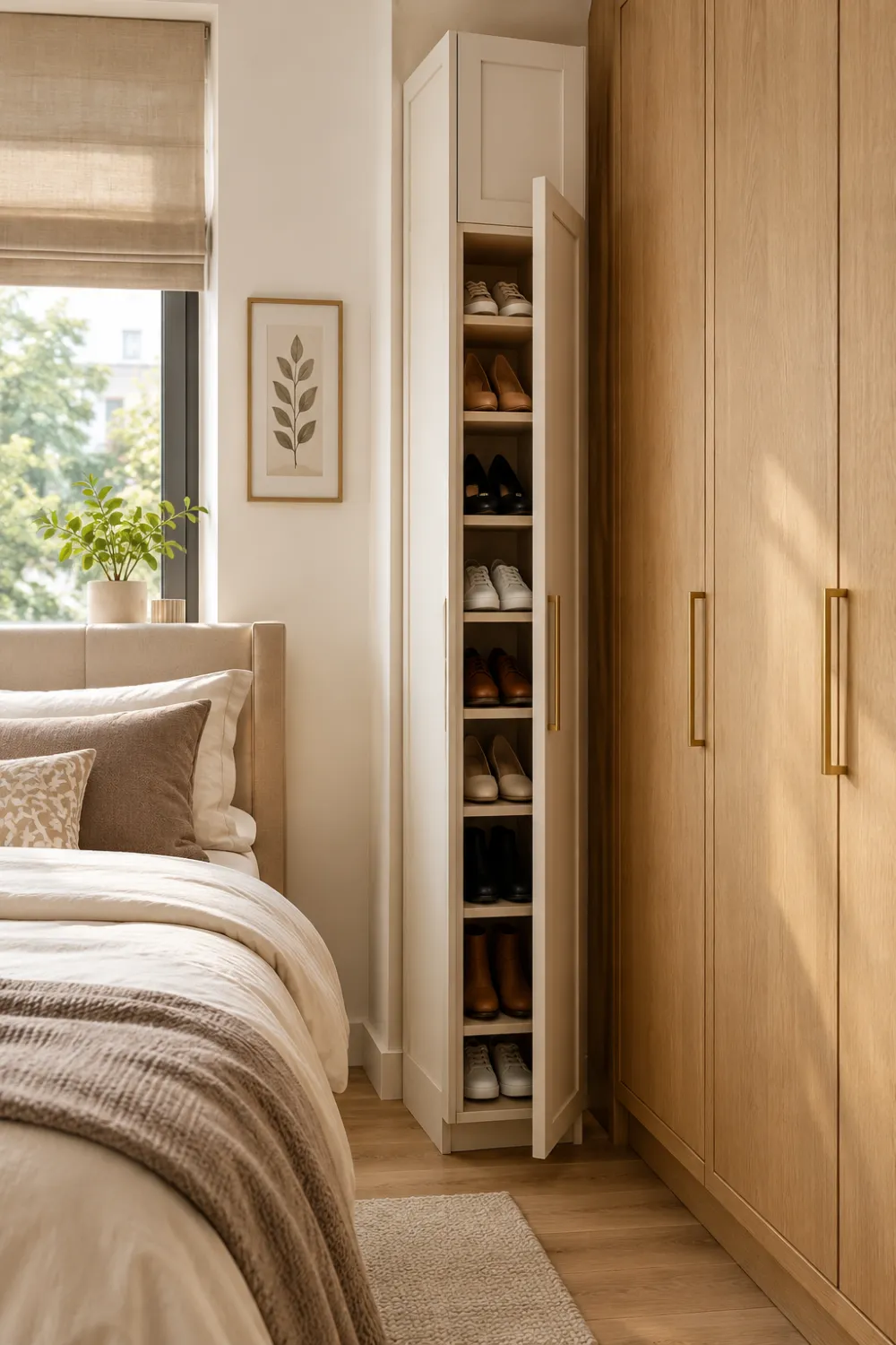 Narrow Shoe Cabinet Beside the Wardrobe