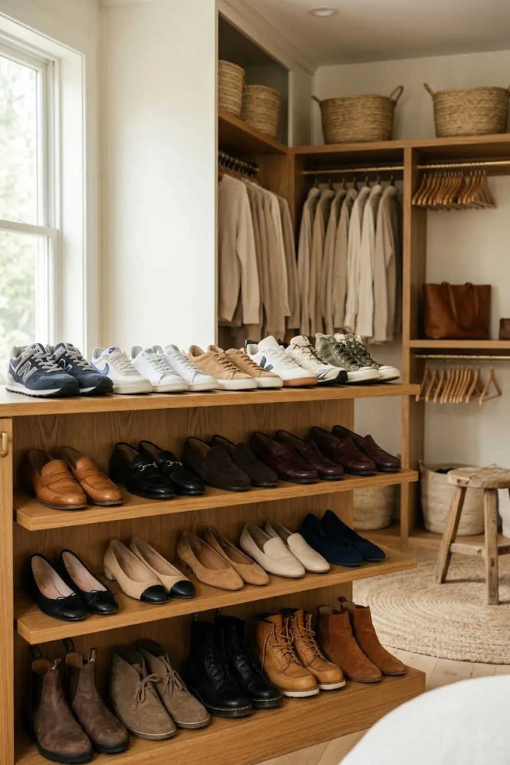 Open Closet Shoe Shelves