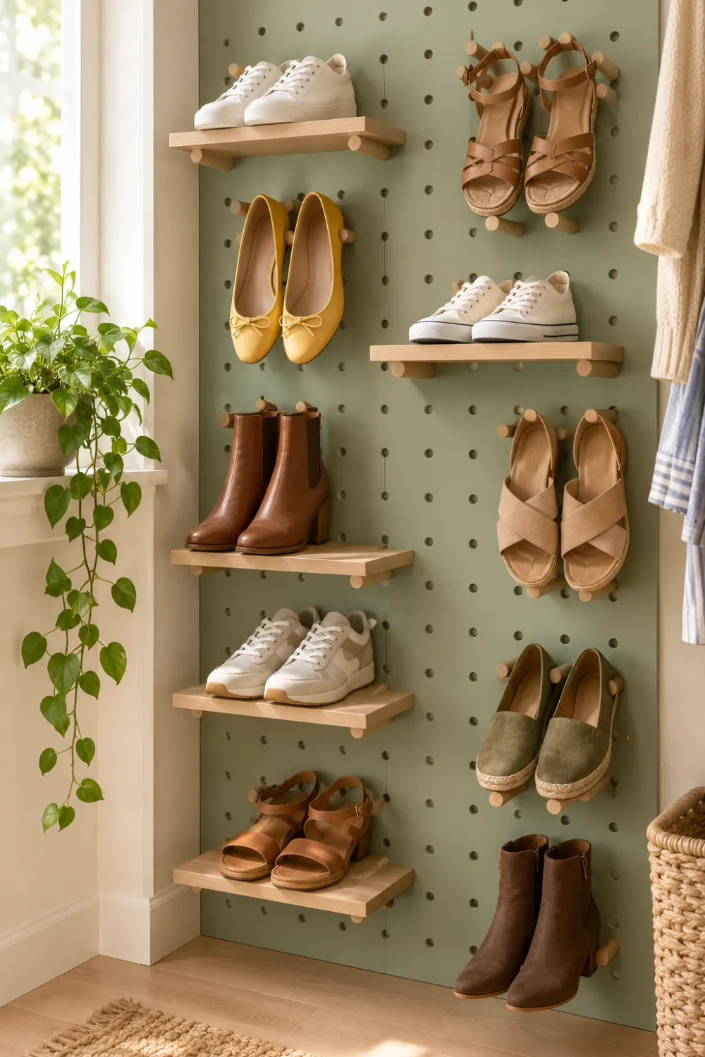 Pegboard Shoe Wall