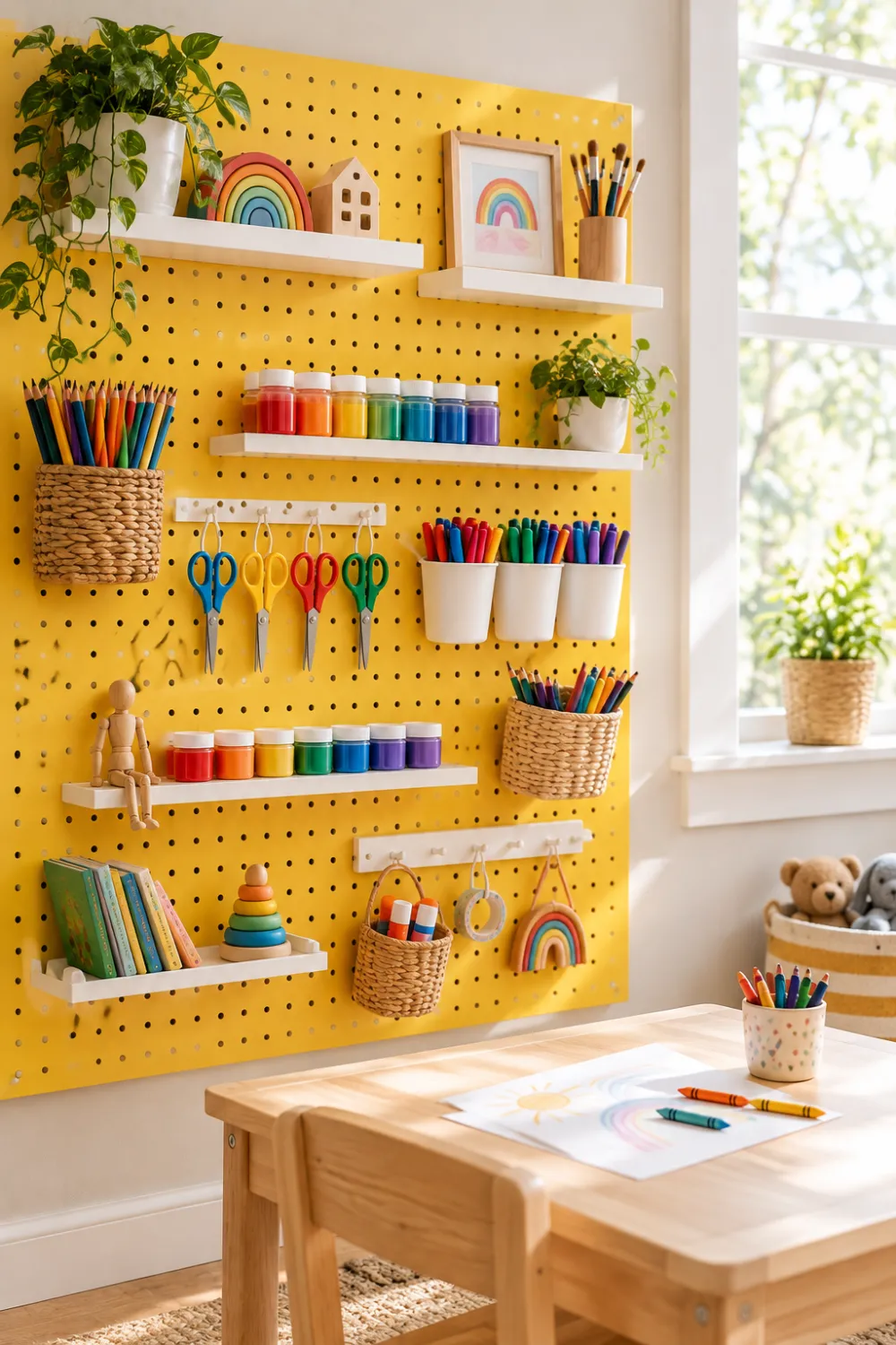 Pegboard Wall With Shelves
