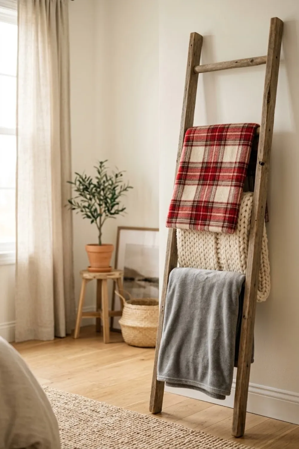 Plaid Blanket Ladder