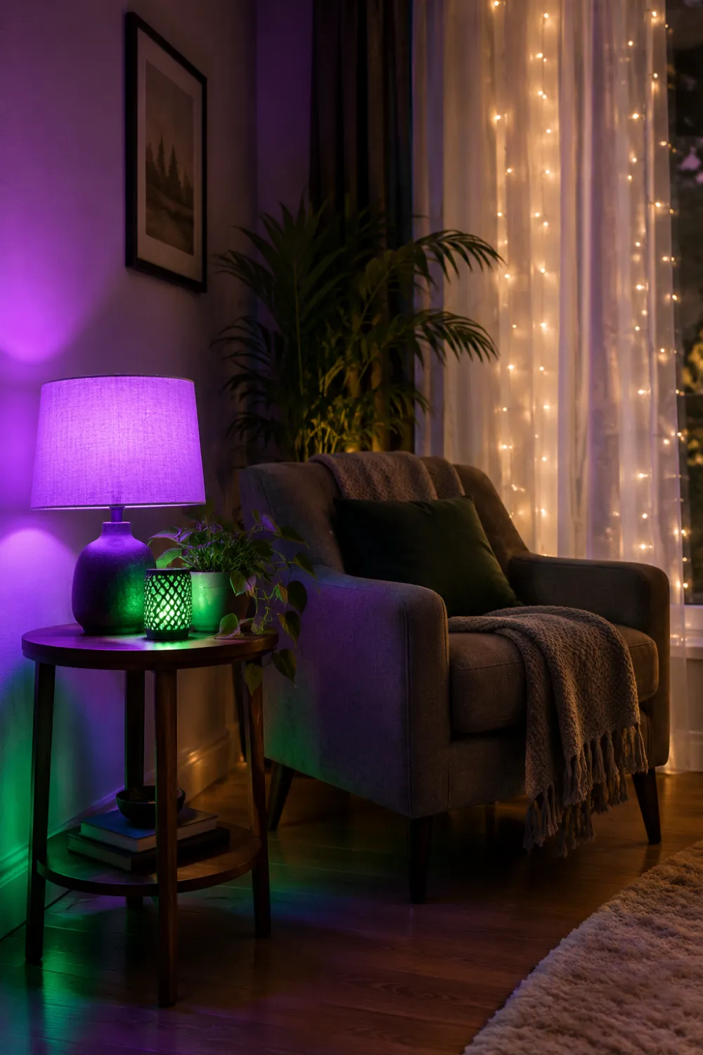 Purple and Green Lighting