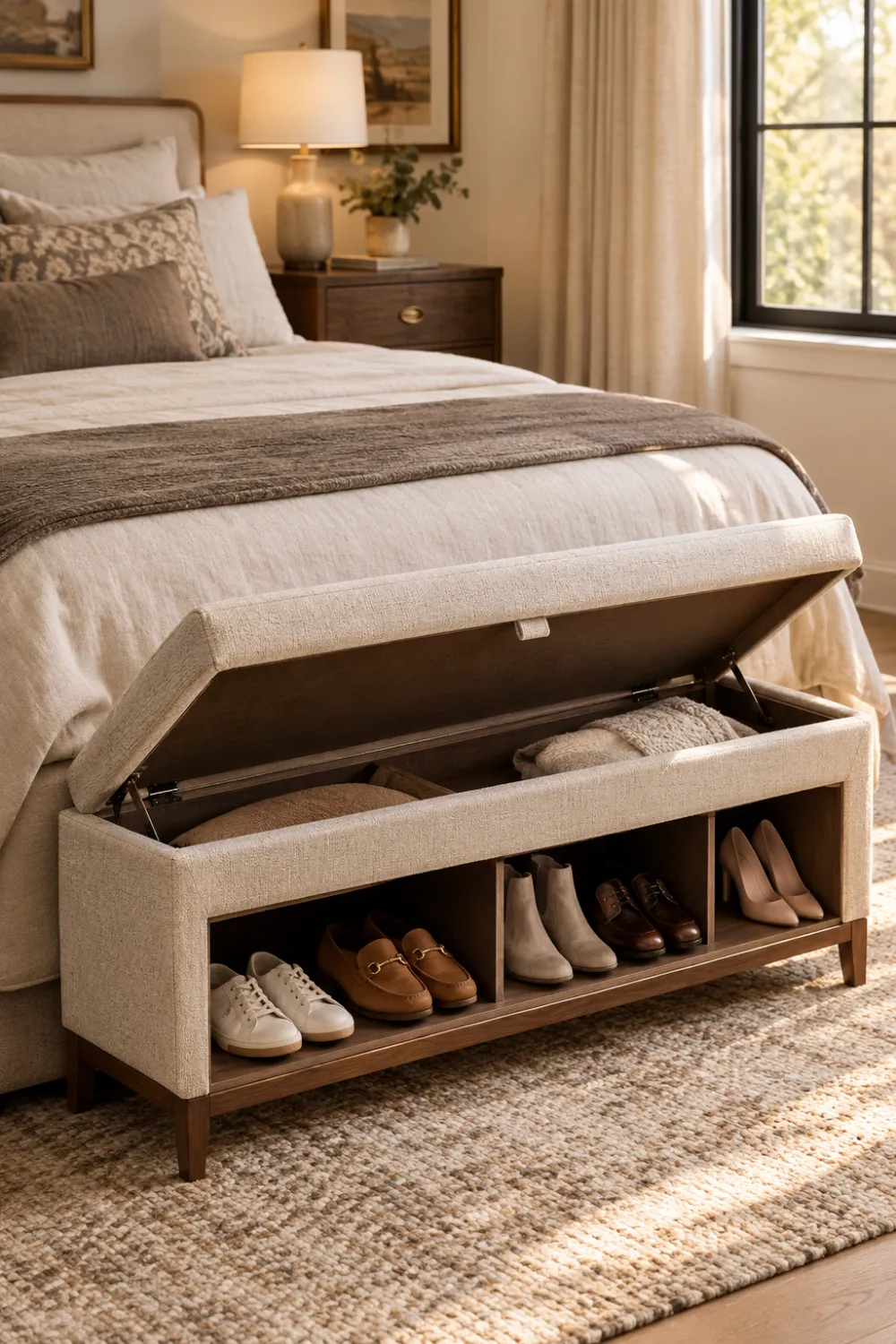 Shoe Storage at the Foot of the Bed