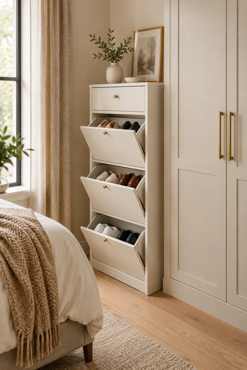 Slim Tilt-Out Shoe Cabinet