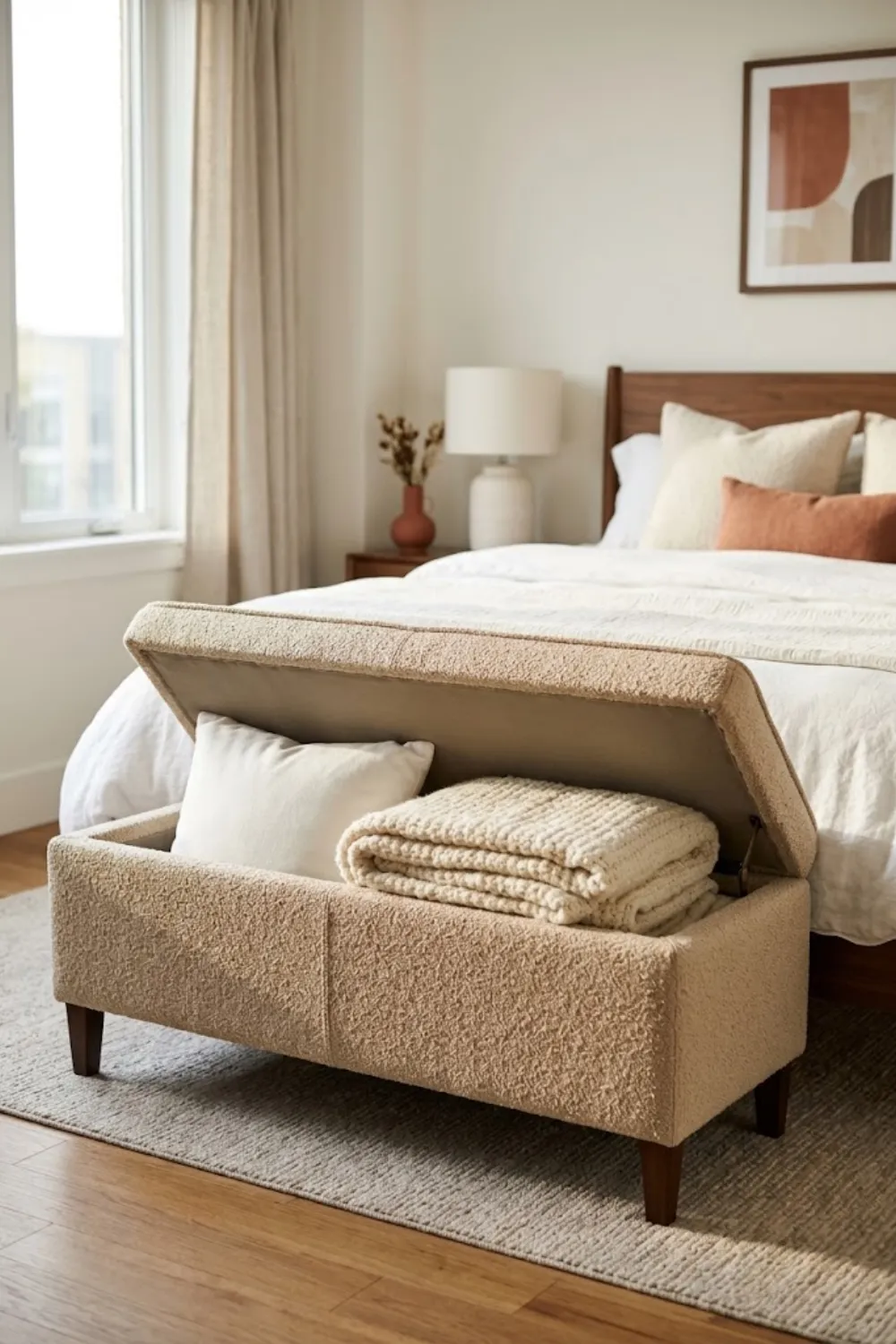 Storage Ottoman at the Foot of the Bed
