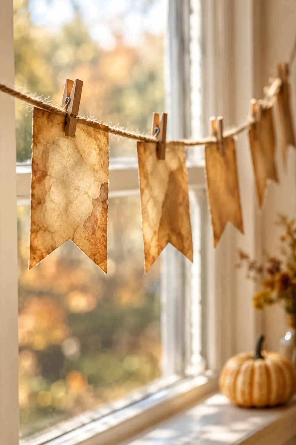 Tea-Stained Paper Garland