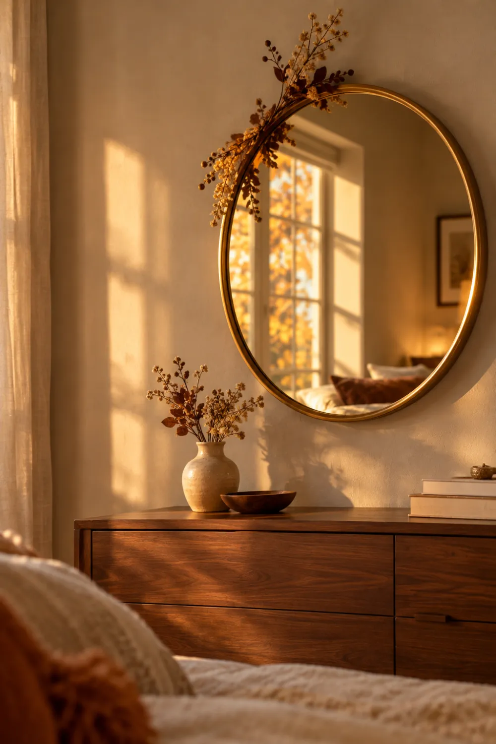 Warm Round Mirror