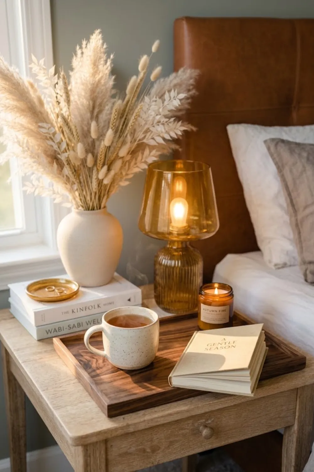 Warm Wood Bedside Trays