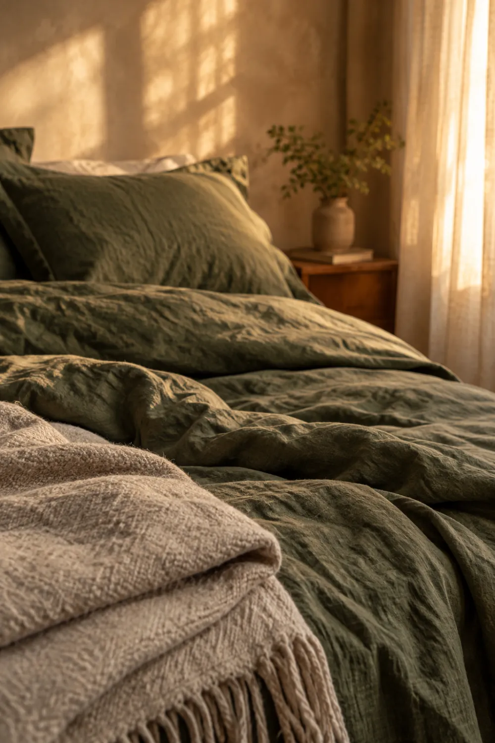 Washed Linen in Olive