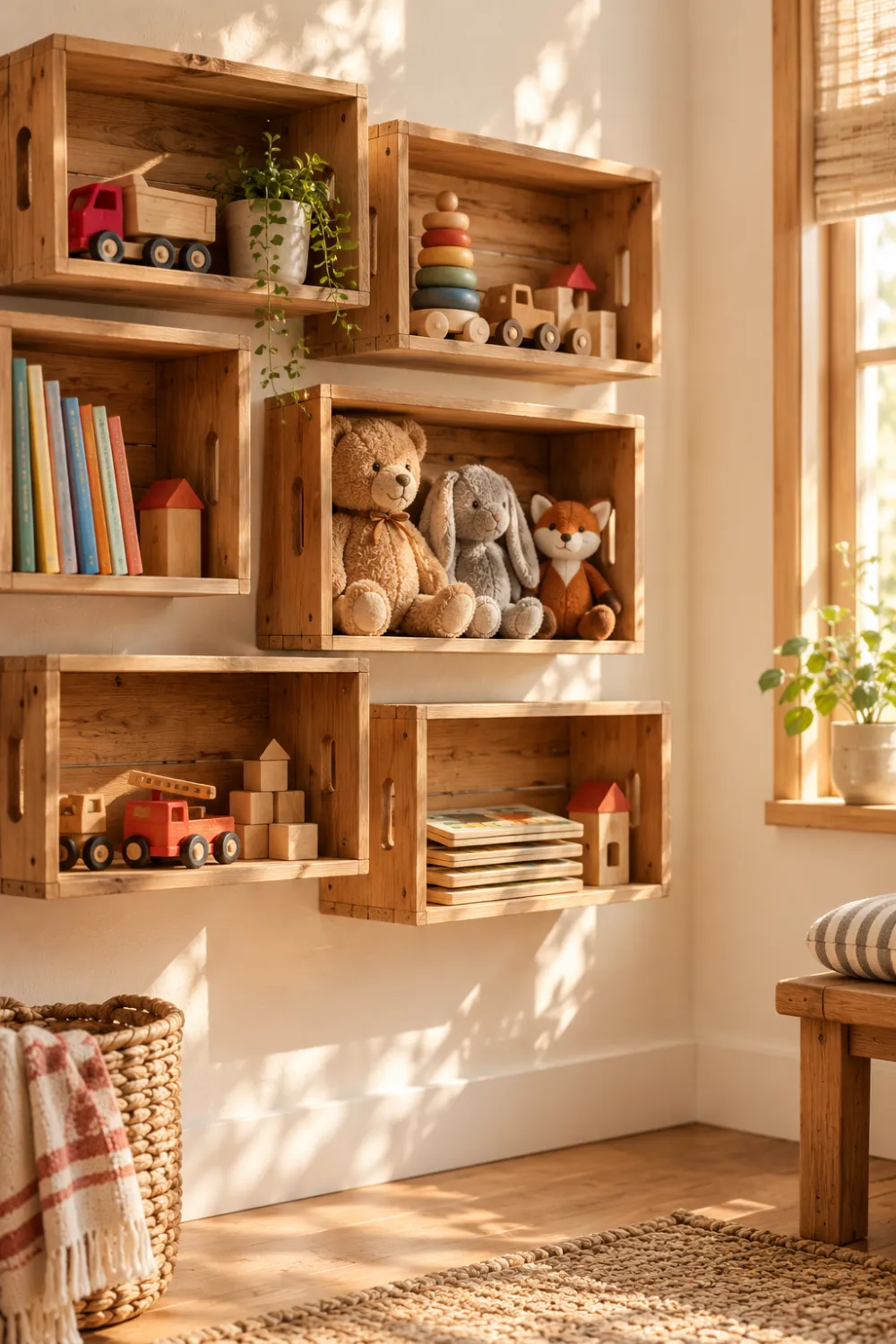 Wooden Crate Shelves